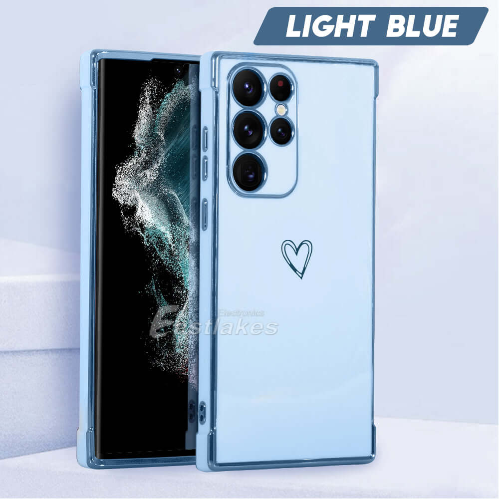 Cute Girly Heart Metallic Silicone Shockproof Case For Samsung Galaxy